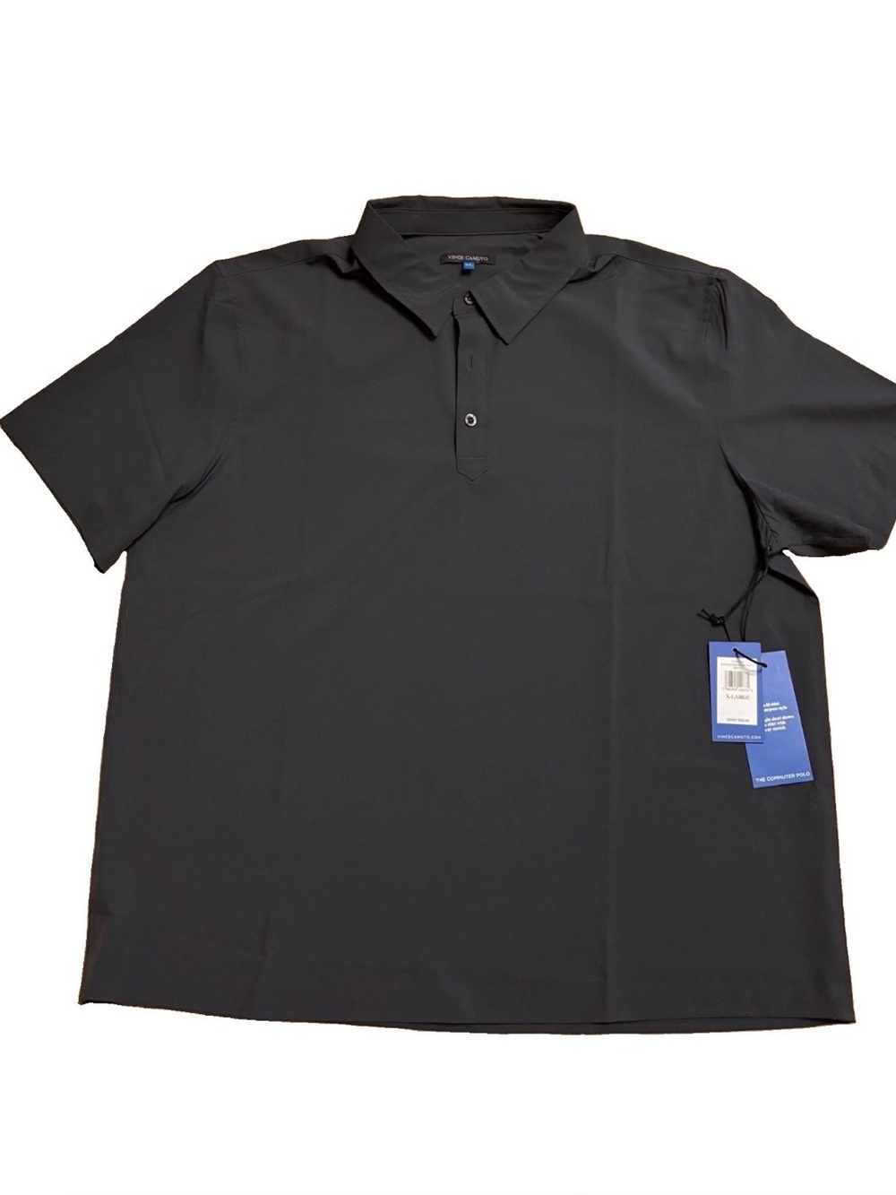 Vince Camuto Men’s Short Sleeve Commuter Polo Shirt - Ebony - XL